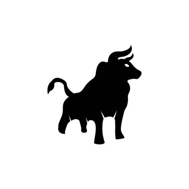 Bull animal vector logo design . Bull icon . Bull silhouette . Black bull logo . White bull logo 