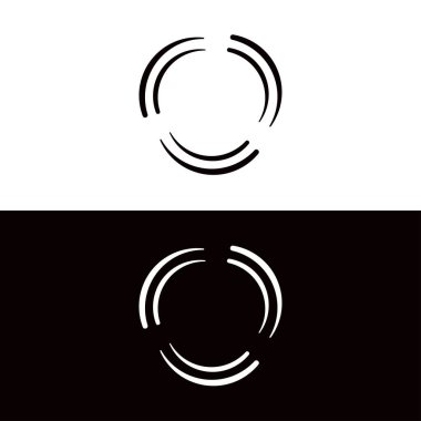 Çember vektör logo şablonu tasarımı. Çember simgesi. Daire şeklinde siluet. Siyah c9rcle logosu. Beyaz daire logosu 