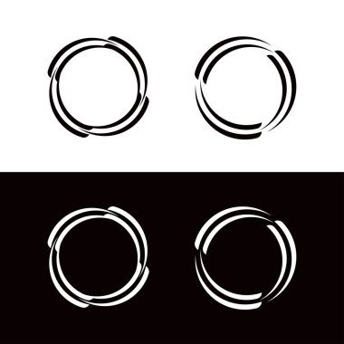Çember vektör logo şablonu tasarımı. Çember simgesi. Daire şeklinde siluet. Siyah c9rcle logosu. Beyaz daire logosu 