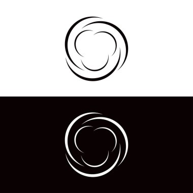 Çember vektör logo şablonu tasarımı. Çember simgesi. Daire şeklinde siluet. Siyah c9rcle logosu. Beyaz daire logosu 