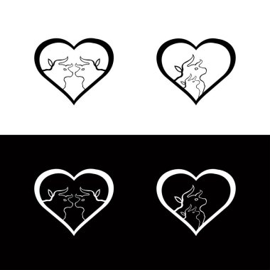 Bull heart shape vector logo design. Bull abstract design