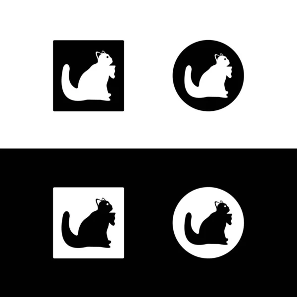 Design Logo Kreative Quadratische Katze Kreis Katze — Stockvektor