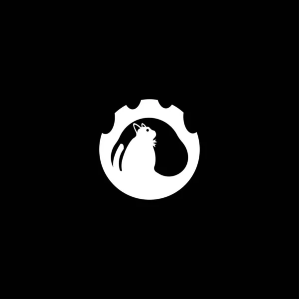 Svart Och Vit Katt För Logotyp Illustration Kattlogotyp — Stock vektor