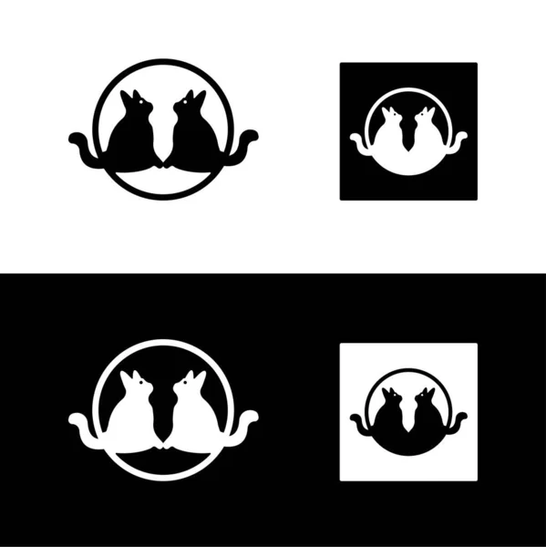 Design Logo Kreative Quadratische Katze Kreis Katzen Illustration — Stockvektor