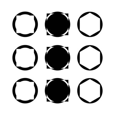 Sekiz tane minimalist moda biçimi. Tasarımınız için şık vektör amblemleri