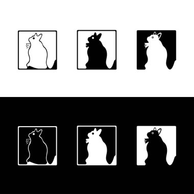 Kare siyah ve beyaz kedi hayvan logosu tasarımı