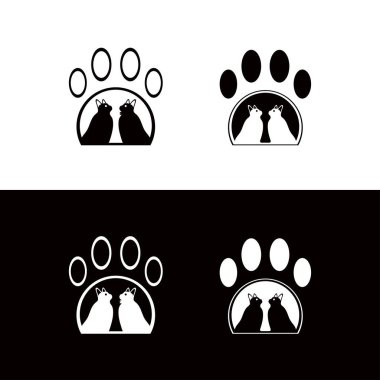 Evcil kedi hayvan hayvan vektör logosu tasarımı