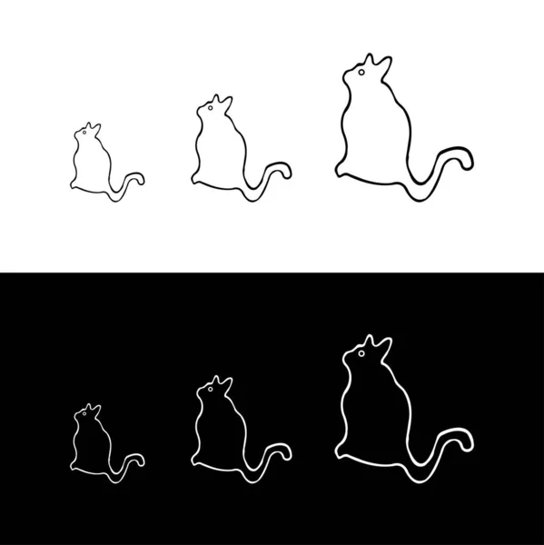 Šablona Loga Kočky Minimální Kočičí Kresba — Stockový vektor