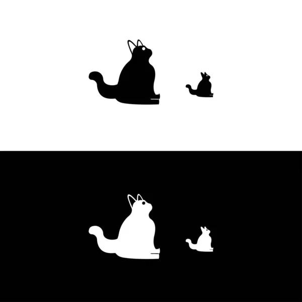 Siyah Beyaz Kedi Hayvan Logosu Tasarımı — Stok Vektör