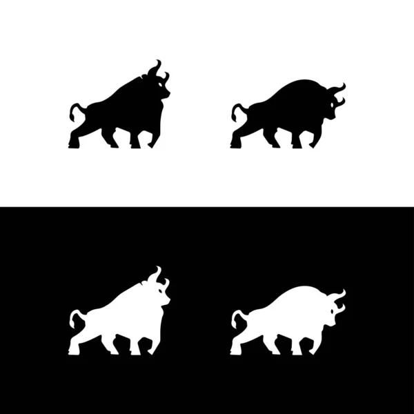 Vektor Eines Stieres Auf Schwarz Weißem Hintergrund Tiere — Stockvektor
