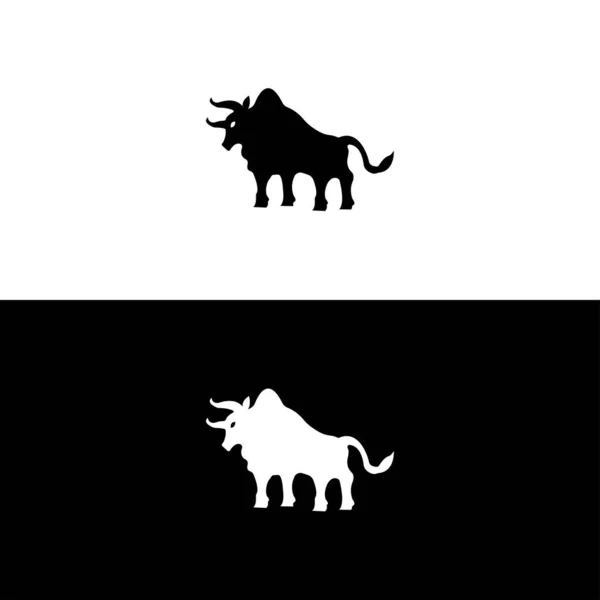 Schwarz Weißes Stier Vektor Logo Design Symbol Logo Silhouette Logo — Stockvektor