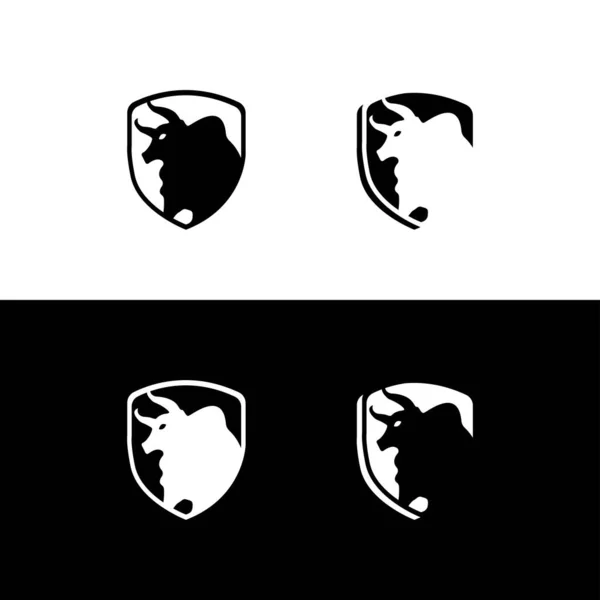 Schild Stier Tier Logo Design — Stockvektor