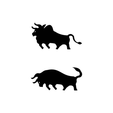 Siyah boğa hayvan vektör şablonu tasarımı