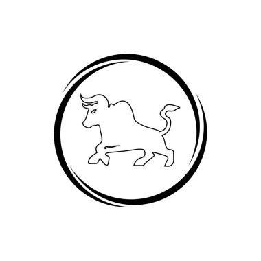 Boğa hayvan vektör logosu tasarımını çember yapın. Simge logosu. Siluet logosu