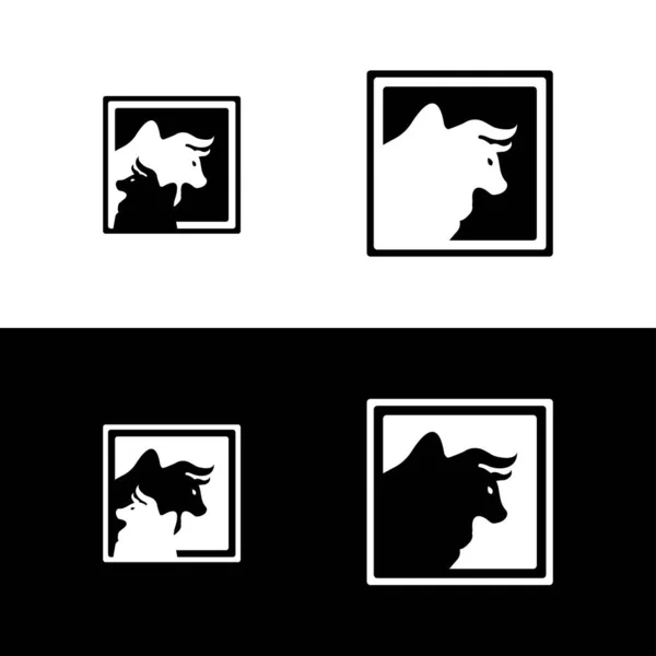 Quadratische Stier Tier Vektor Logo Vorlage Illustration — Stockvektor