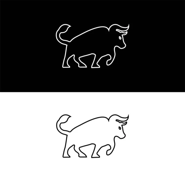 Schwarz Und Weiß Stier Tier Vektor Logo Vorlage Design — Stockvektor