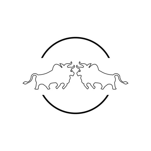 Círculo Touro Animal Vetor Logotipo Modelo Ilustração — Vetor de Stock