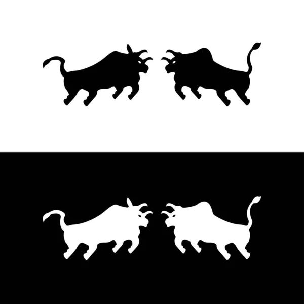 Black White Bull Animal Logo Design — Stock Vector