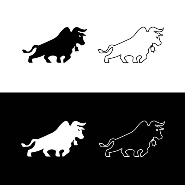 Diseño Plantilla Logotipo Animal Toro Línea Arte Relleno — Archivo Imágenes Vectoriales