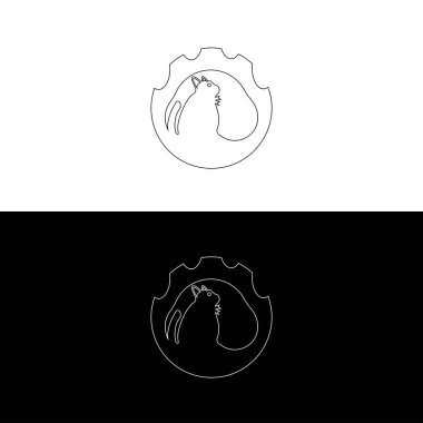 Çember çizgisi sanat kedisi logosu çizimi