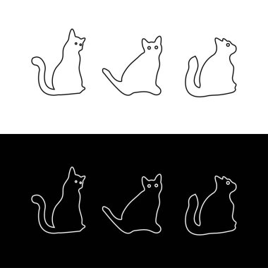 Çizgi sanatı siyah beyaz kedi hayvan logosu
