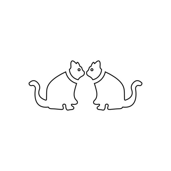 Line Art Černá Kočka Zvíře Logo Šablona Design — Stockový vektor