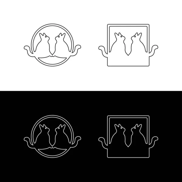 Círculo Linha Quadrada Arte Gato Animal Logotipo Design — Vetor de Stock