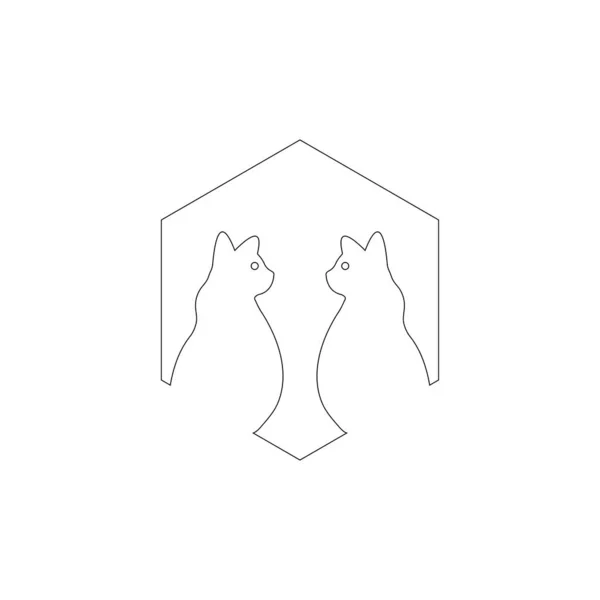 Linha Arte Gato Logotipo Animal Ícone — Vetor de Stock