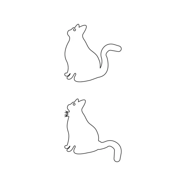 Linie Kunst Katze Tier Vektor Logo Vorlage Design — Stockvektor
