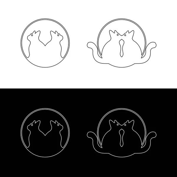 Daire Çizgisi Sanat Kedisi Hayvan Logosu Tasarımı — Stok Vektör