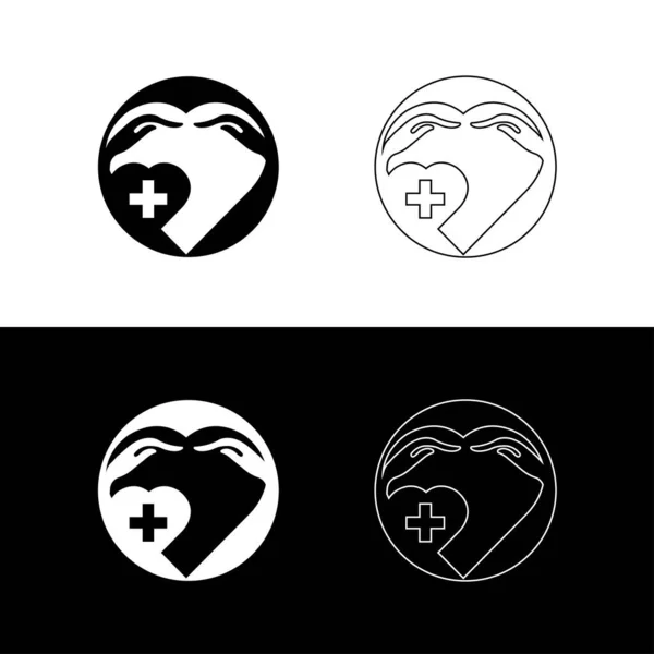 Círculo Amor Cuidado Mano Logo Médico Diseño — Archivo Imágenes Vectoriales