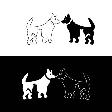 Kedi ve köpek hayvan vektör logosu tasarımı