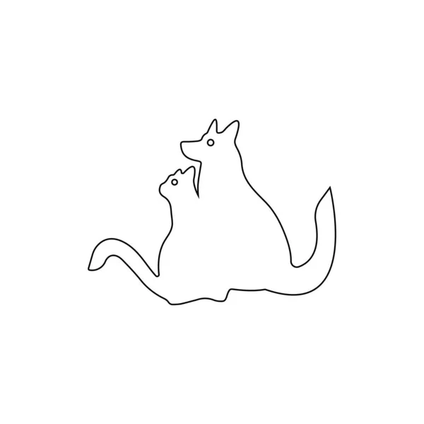 Çizgi Çizgisi Kedi Köpek Hayvan Logosu Tasarımı — Stok Vektör