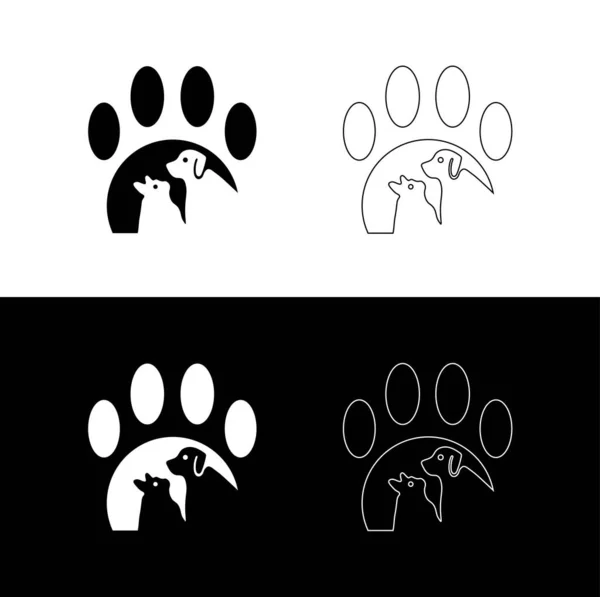 Zampa Gatto Cane Disegno Logo Animale — Vettoriale Stock