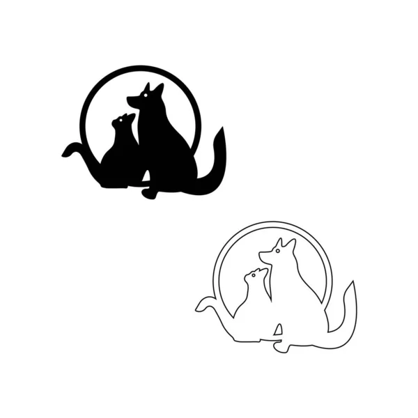 Círculo Gato Perro Animal Logotipo Diseño — Archivo Imágenes Vectoriales