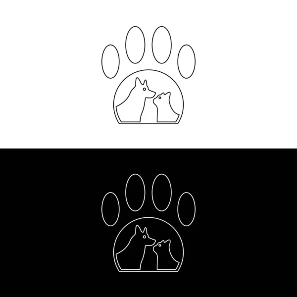 Line Art Paw Cat Dog Animal Logo Design — Stock Vector