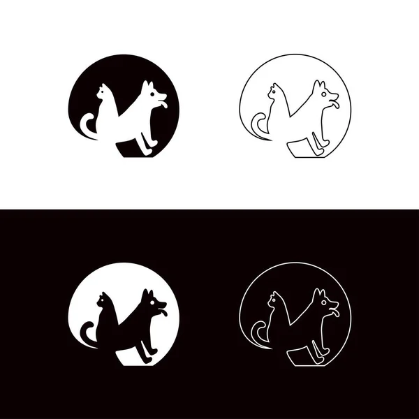 Haustier Katze Und Hund Tier Logo Illustration — Stockvektor