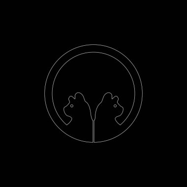 Çizgi sanatı kedisi logo şablonu çizimi