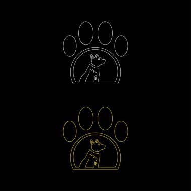 Çizgili sanat pati evcil kedi ve köpek hayvan logosu tasarımı