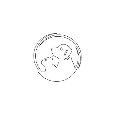 Çember çizgisi. Kedi ve köpek logosu tasarımı.