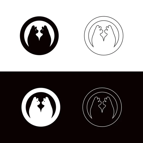 Círculo Gato Logotipo Diseño Animal Ilustración Arte Lineal — Archivo Imágenes Vectoriales