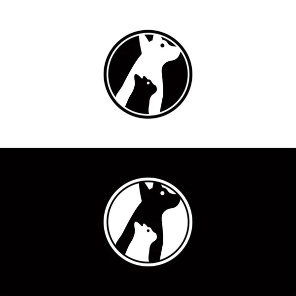 Círculo Animal Estimação Gato Cão Logotipo Modelo Design — Vetor de Stock