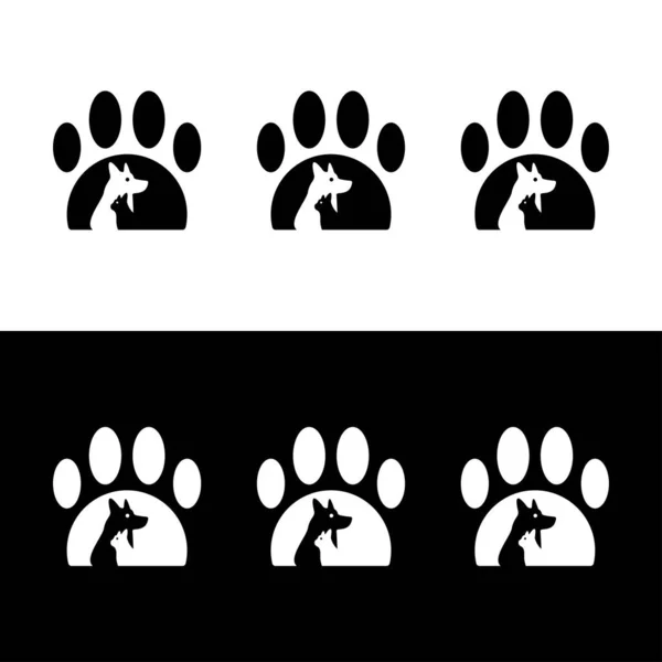 Pata Gato Perro Animal Logotipo Diseño — Vector de stock