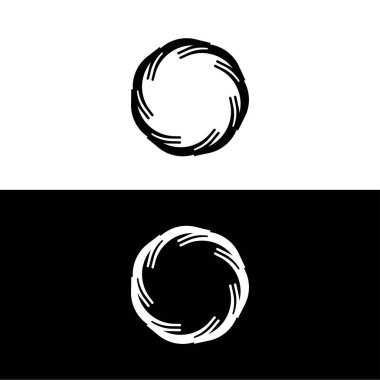 Siyah ve beyaz daire vektör logo şablonu tasarımı