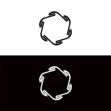 Siyah ve beyaz daire vektör logo şablonu tasarımı