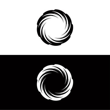 Siyah ve beyaz daire vektör logo şablonu tasarımı. Çember vektör logo şablonu çizimi