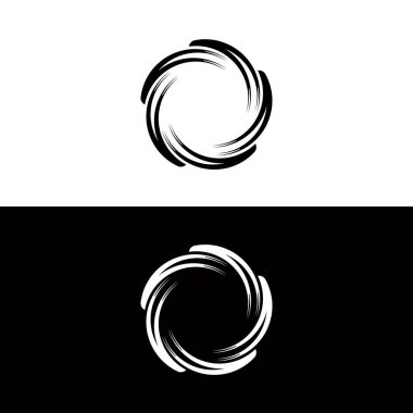 Siyah ve beyaz daire vektör logo şablonu tasarımı. Çember vektör logo şablonu çizimi