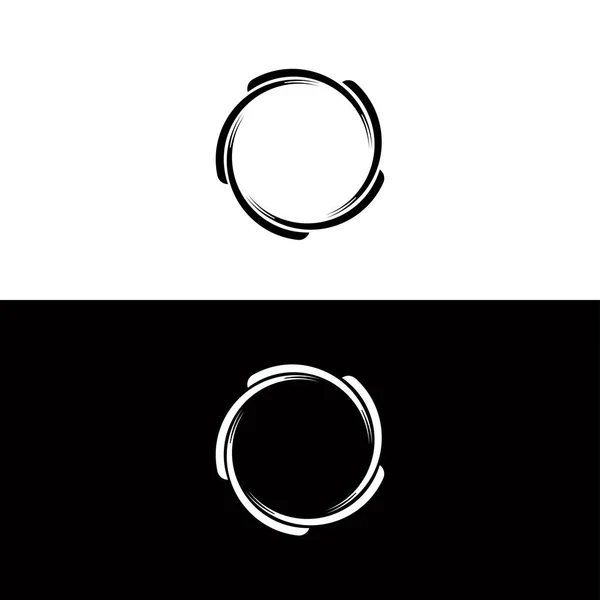 Μαύρο Και Άσπρο Διάνυσμα Κύκλο Σχεδιασμό Πρότυπο Λογότυπο Εικονογράφηση Προτύπου — Διανυσματικό Αρχείο