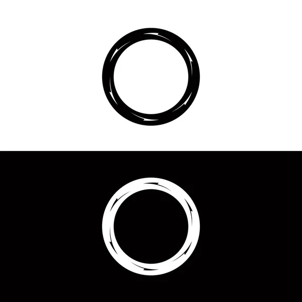 Μαύρο Και Άσπρο Διάνυσμα Κύκλο Σχεδιασμό Πρότυπο Λογότυπο Εικονογράφηση Προτύπου — Διανυσματικό Αρχείο
