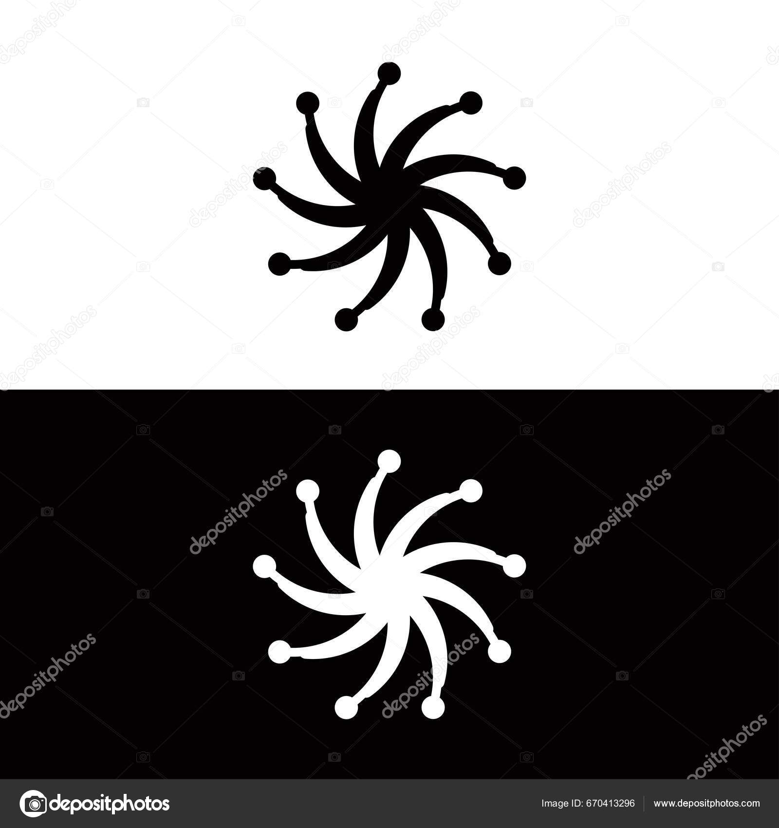 Black White Circle Vector Logo Template Design Circle Vector Logo Stock
